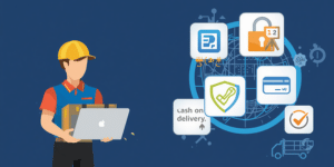 Delivery service, country selection, or secure payment illustration.